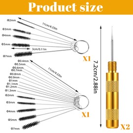 22Pcs Airbrush Cleaner for Spray Paint, Airbrush Cleaning Kit Accessories with 10Pcs Cleaning Brushes Straw Cleaner Brushes, 10Pcs Cleanings Needles, 2Pcs Pointed Pick Needle
