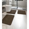 YIHOUSE Bathroom Rug Set 3 Piece, Memory Foam Brown Bath