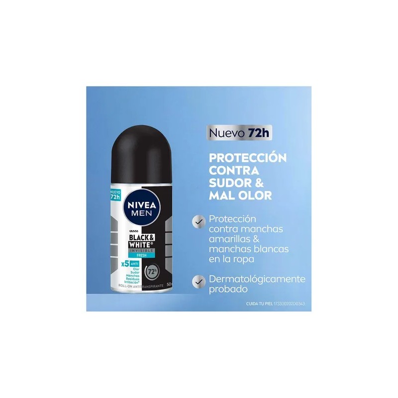 Desodorante Black & White Fresh Roll On 50ml Nivea Men