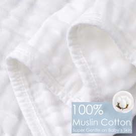 10-Pack Burp Cloths,100% Cotton Muslin Thickened Baby Burp Cloths Super Soft and Absorbent, Newborn Towels 20" x 10"(White)