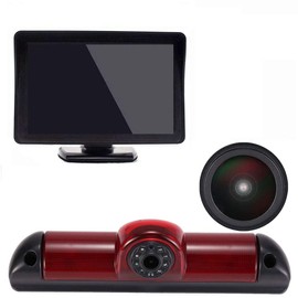 Rear View Camera Transport Window + 4.3 Inch TFT LCD Screen Car Monitor Brake Light Car Roof Reversing Camera for Van Fiat Ducato 2006/Peugeot Boxter 2006/Citroen Jumper 2006