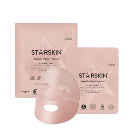 STARSKIN Silkmud - Máscara de hoja de celulosa para el cuidado de la piel coreana purificadora de arcilla rosa, 12 g de barro