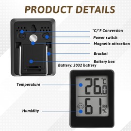 Digital Room Thermometer,3 Pack Indoor Hygrometer Thermometer Mini Digital Temperature Monitor and Humidity Meter Sensor for Baby Room Nursery Bedroom Greenhouse Office Black