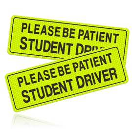 Yourkar 2 PCS Magnetic Car Stickers, Student Driver Magnetic Reflective Patient Signs Stickers, New Drivers Driving Bumper Magnet Stickers for Safety Warning, Car Accessories (Style 4)