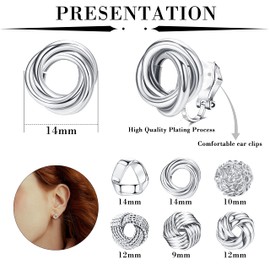 MILACOLATO 6 Pairs Clip On Earrings Cubic Zirconia Pearl Knot Twist Clip On Earrings Not Pierced for Women Girls Clip Earrings Set, Brass