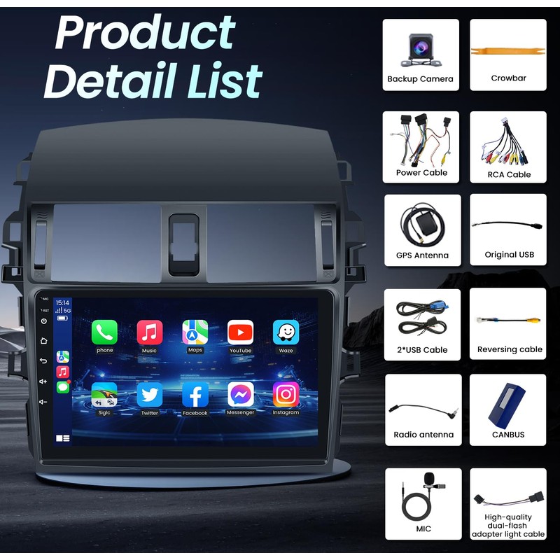 Car Radio Stereo for Toyota Corolla 2009 2010 2011 2012