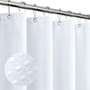 Gibelle White Shower Curtain, Waffle Weave Textured Fabric Shower Curtain