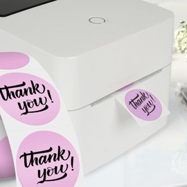 FINDAT Purple Round Thermal Labels 1.5 Inch Vinyl Circle Waterproof Direct Printer Sticker Self-Adhesive Perforated Name Tag for Logo DIY QR Design Office Address 500 PCS