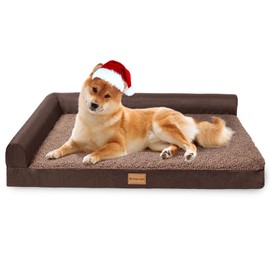 Patas Lague Orthopedic Dog Bed for Medium Dogs 36''X24'', Waterproof L Shaped Medium Dog Sofa Beds with Removable Washable Cover, Soft Comfortable Pet Couch Bed Mat with Nonskid Bottom, Brown