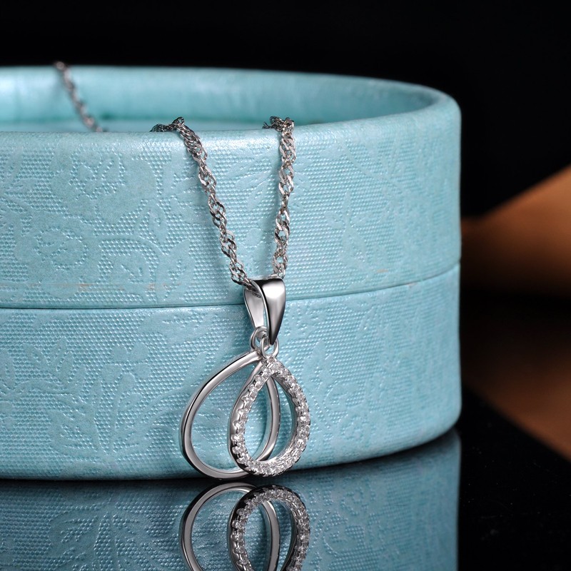 Yumilok 925 Sterling Silver Double Movable Drop Pendant Necklace Chain