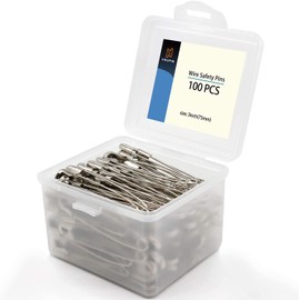 vrupin 100Pcs-3inch Stainless Steel Safety Pins,Safety Pins Bulk Metal Silver Sewing Pins Clothing Clips Tool 75mm Decorative Safety pins