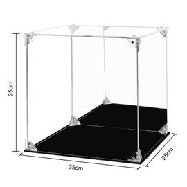 FHMIDIC Acrylic Display Case, Transparent Figures Display Case with Mirrored Back, Dustproof Protection, Alternative Glass Display Case for Collectibles, Figures, Models, Dolls, Toys (25 x 25 x 25 cm)