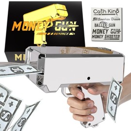 Money Gun Shooter – RUVINCE Money Gun for Movies That Look Real, Prop Gun Make it Rain, Handheld Cash Gun for Game Movies Party