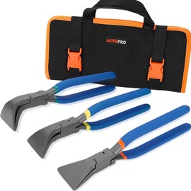 WISEPRO 3PCS Hand Seamers Sheet Metal Bending Pliers Set, Sheet Metal Bender Tools - Straight, 45°, 90° Jaws with Tool Storage Bag for Bending & Flattening Sheet Metal