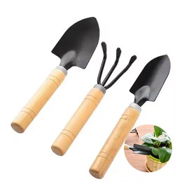 Garden Tools Set, 3 Pack Heavy Duty Gardening Tools Set Include Garden Shovel, Transplant Trowel and Hand Rake with Ergonomic Handle, Aluminum Alloy Lawn for Planting
