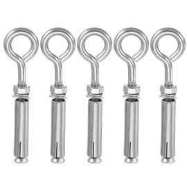 MECCANIXITY Concrete Wall Hook M6x90mm, 304 Stainless Steel Expansion Concrete Wall Anchors Shoulder Lag Eye Bolts Screws for Ceiling Concrete Wall Brick Masonry, Pack of 5
