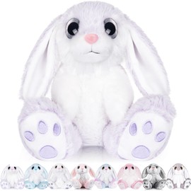 My OLi Cuddly Toy Rabbit 20 cm Plush Rabbit Stuffed Toy Cuddly Toys Floppy Ears Sitting Cuddly Rabbit Plush Toys for Girls Children Boys Light Purple Colour