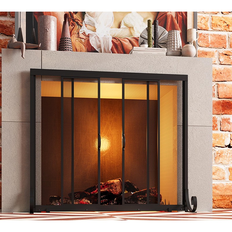 Fire Beauty Fireplace Screen, Wrought Iron Mesh, Baby Safe Spark