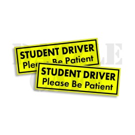 Wrapped In Ink STUDENT DRIVER BUMPER STICKERS Yellow Set of 2 Decals -- 9"x3"