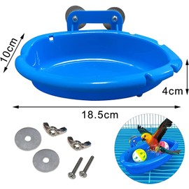 Bird Bath Tub Bowl Basin Hanging Birdbath Toy Pet Parrot Cage Budgie Accessories Shower Parakeet Cockatiel Water Shower Box Food Feeder Holder Tray