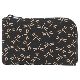 Washoya Indenya Inden Men's Coin Purse, Coin Purse, 1001, Black x White, Made in Japan, Genuine Leather, dragonfly/black/white