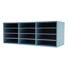 Gdrasuya10 12 Slots Office Mail Sorter Organizer PVC Literature Organizer Student Mailbox for Classroom Desktop Paper Bill Holder Countertop File Letter Sorter Shelf for Office, Blue