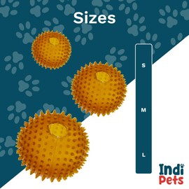 INDIPETS Star Ball Fetch & Chew Toy for Medium Dogs: Durable, Safe, Plant-Derived Toy Made with 100% Natural Rubber | Medium, Hole 85 mm, Natural (PN: 60016)