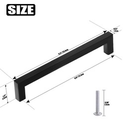 MEEQIAO, Pack of 10 Furniture Handles, Black Fashion Stainless Steel Square Handles, Cabinet Handles with 20 Screws, Reusable for Kitchen, Drawer, Cabinet, Furniture