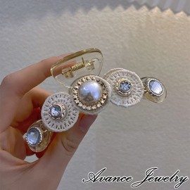 Avance Women's Clear Hair Clip Hair Claw Pearl Bijou Cute Adult Popular Hair Accessory