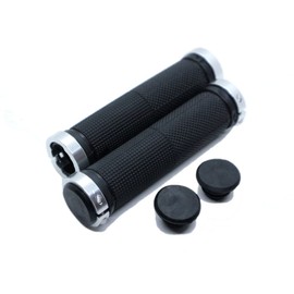 Beatus Bicycle Mountain Bike Handle Grips Left and Right Set Rubber Grips (Silver)