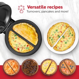 Holstein Housewares - Non-Stick Omelet & Frittata Maker, Stainless Steel - Makes 2 Individual Portions Quick & Easy (2 Section, Black)