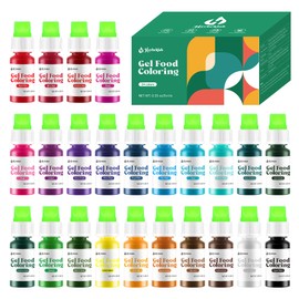 Herbeklab Gel Food Coloring 24 Colors x 0.35 oz Concentrated Gel Based Food Dye Vibrant Icing Colors Neon Food Gel Coloring for Baking Cake Decorating Cookies Fondant, 10g / Bottle