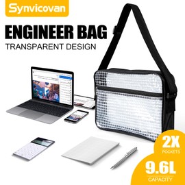 Synvicovan 15.7 Inch Tool Bag-Transparent & Anti-static Cleanroom Engineer Bag for Work and Travel（fabric shoulder straps）