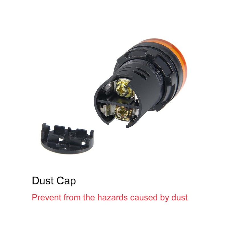 sourcing map 10Pcs Yellow Indicator Light AC/DC 12V, 22mm Panel