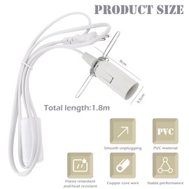 NVIYAM NVIYAM 2 X E14 Lampenfassung mit 1.8M Kabel und Eurostecker, Stecker mit Schalter fr Salzlampe Lampenfassung E14, Lampenfassung mit Schalter fr Lampenaufh?ngung, DIY Lampen, Deckenlampe - Wei?