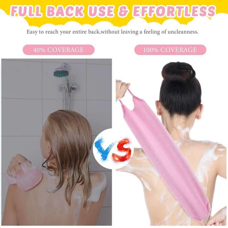 4 Pack Exfoliating Washcloth Back Scrubber Set, 2 Exfoliating Body