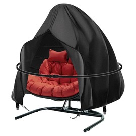 Double Egg Chair Cover Waterproof Hanging Egg Chair Covers Veranda Garden Cocoon Egg Chair Protective Cover Outdoor Rattan Wicker Swing Chair Cover Black Double 232x200cm