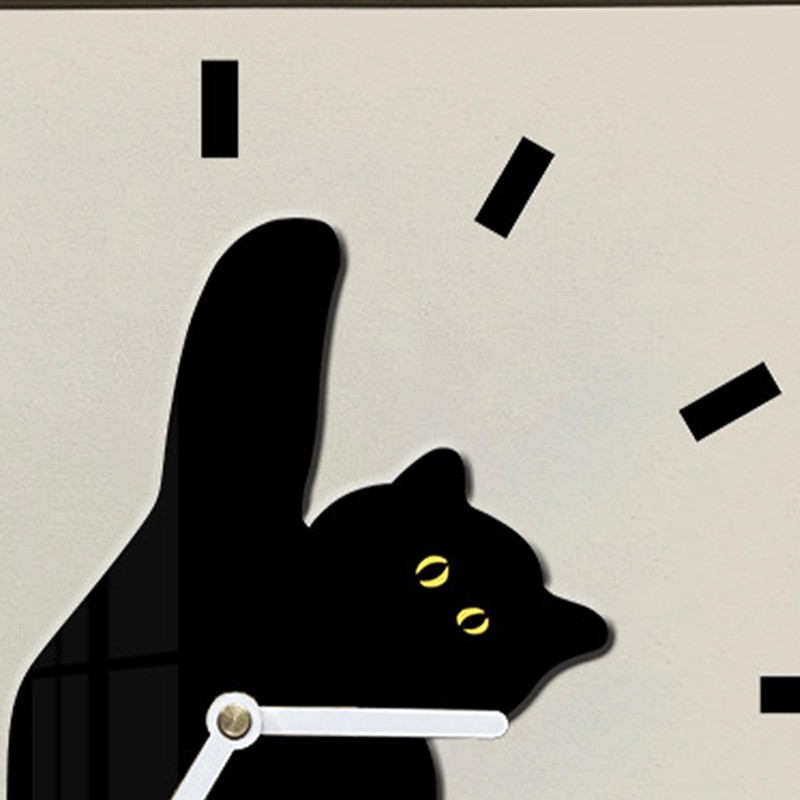 Wall Clock Innovative Nordic Style Cute Cat Pattern Silent Prevents