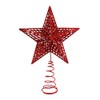 25cm Christmas Tree Star Topper - Red Glitter Hollow Xmas