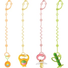 LittleHugs - Correas de juguete para bebé, soporte de juguete ajustable para accesorios de carriola, clip de silicona para chupete, correa esencial de viaje sin tirar para silla alta, asiento de coche
