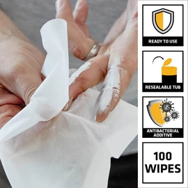 Sika Wonder Wipes Multi-Use Cleaning Wipes for the Building Trade - Specially Formulated to Clean Hands, Tools and Surfaces - 100 Wipes