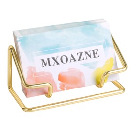 MXOAZNE Gold Business Card Holder for Desk, Business Card Holder Display Stand, Desktop Modern Business Card Organizer, Office Business Name Card Holder, 1 Pack