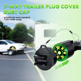 WOLFWILL 7-Way Trailer Plug Cover, 7-Pin Trailer Plug Protector Cap with Harness Saver Dustproof ＆ Water Resistant