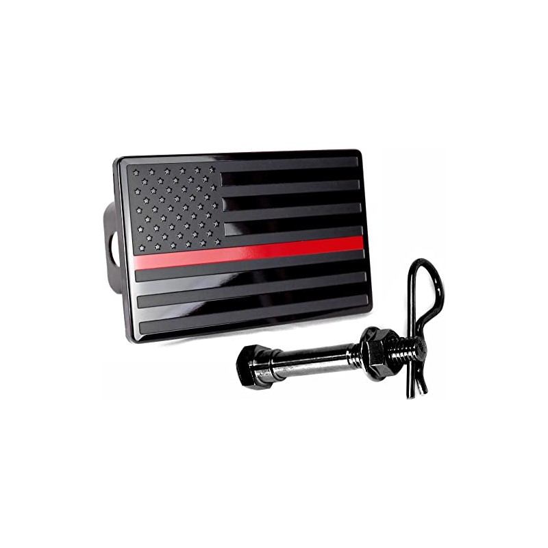5"x3" American Black Flag Metal Hitch Cover (Fits 2" Receiver,