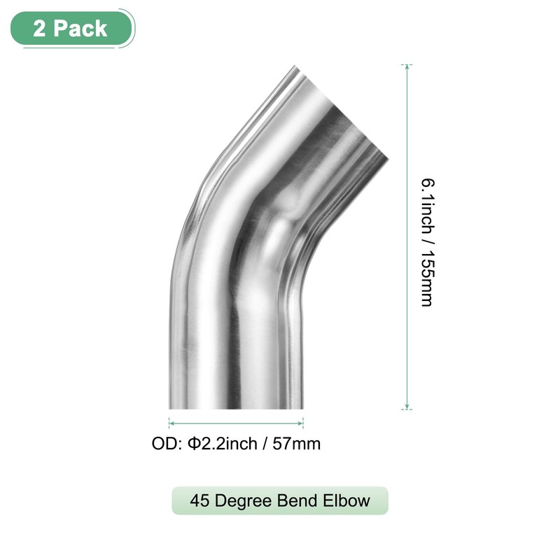 M METERXITY 2-Pack OD 2.2 Inch 45 Degree Mandrel Bend