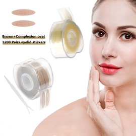 Riorocks 1200 Pairs roll double eyelid stickers. natural invisible easy to apply for a long time,without taking off,breathable and without leaving traces(Brown&Complexion oval)