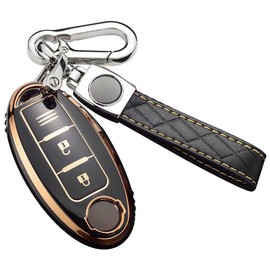 LETINGFAR Key Case, Smart Key Case for Nissan, Key Cover, 3 Buttons, Soft TPU, Specially Designed for Nissan, NISSAN Aku Key Cover, Suitable for Serena, X-Trail, Elgrand, Skyline, Notebook, Days,