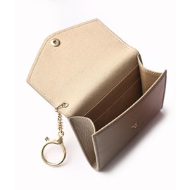 AGIKI Mini Wallet for Women, Vegan Leather Card Case, 10-12 Card Slots with Coin Pocket (Square, Latte), Latte