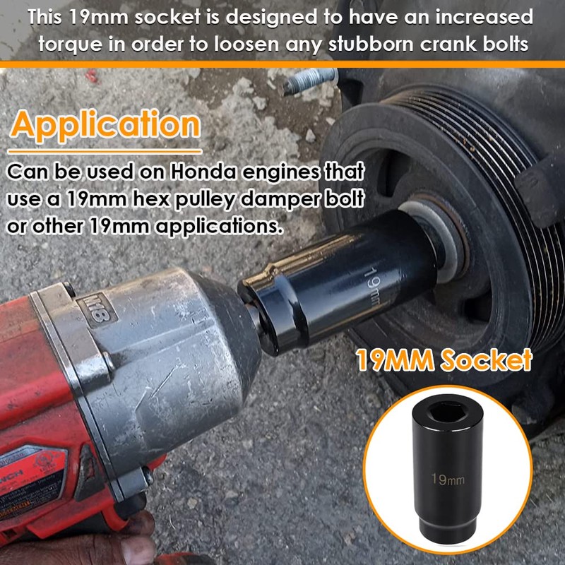 Yoursme 19mm Harmonic Balancer Socket 77080 & 50mm Crankshaft Crank