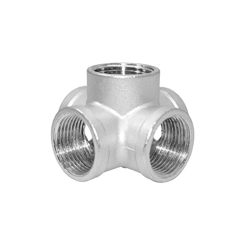 Beduan Stainless Steel 1 Inch 5-Way Outlet Cross Female Pipe